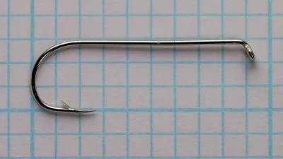 O. Mustad & Sön Model 37352 Aberdeen Hook — side view showing turned-down ball eye, long shank, and wide Aberdeen bend — size 6, nickelplated finish